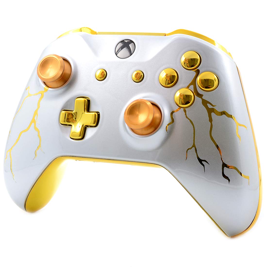 MODDEDZONE Rapid Fire Custom Standard Modded Controller compatible with Xbox One S/X 40 Mods for All Major Shooter Games (3.5 mm jack) (Gold Thunder)