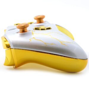 "Gold Thunder" UN-MODDED Custom Controller compatible with Xbox One S/X Unique Design (with 3.5 jack)