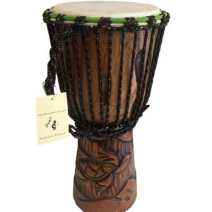 JIVE Djembe Drum African Bongo Congo Wood Drum Deep Carved Solid Mahogany Goat Skin Professional Quality 16" High (Turtle)