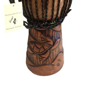 JIVE Djembe Drum African Bongo Congo Wood Drum Deep Carved Solid Mahogany Goat Skin Professional Quality 16" High (Turtle)