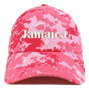 trendy apparel shop jamaica embroidered soft crown 100% brushed cotton cap - pink digital camo