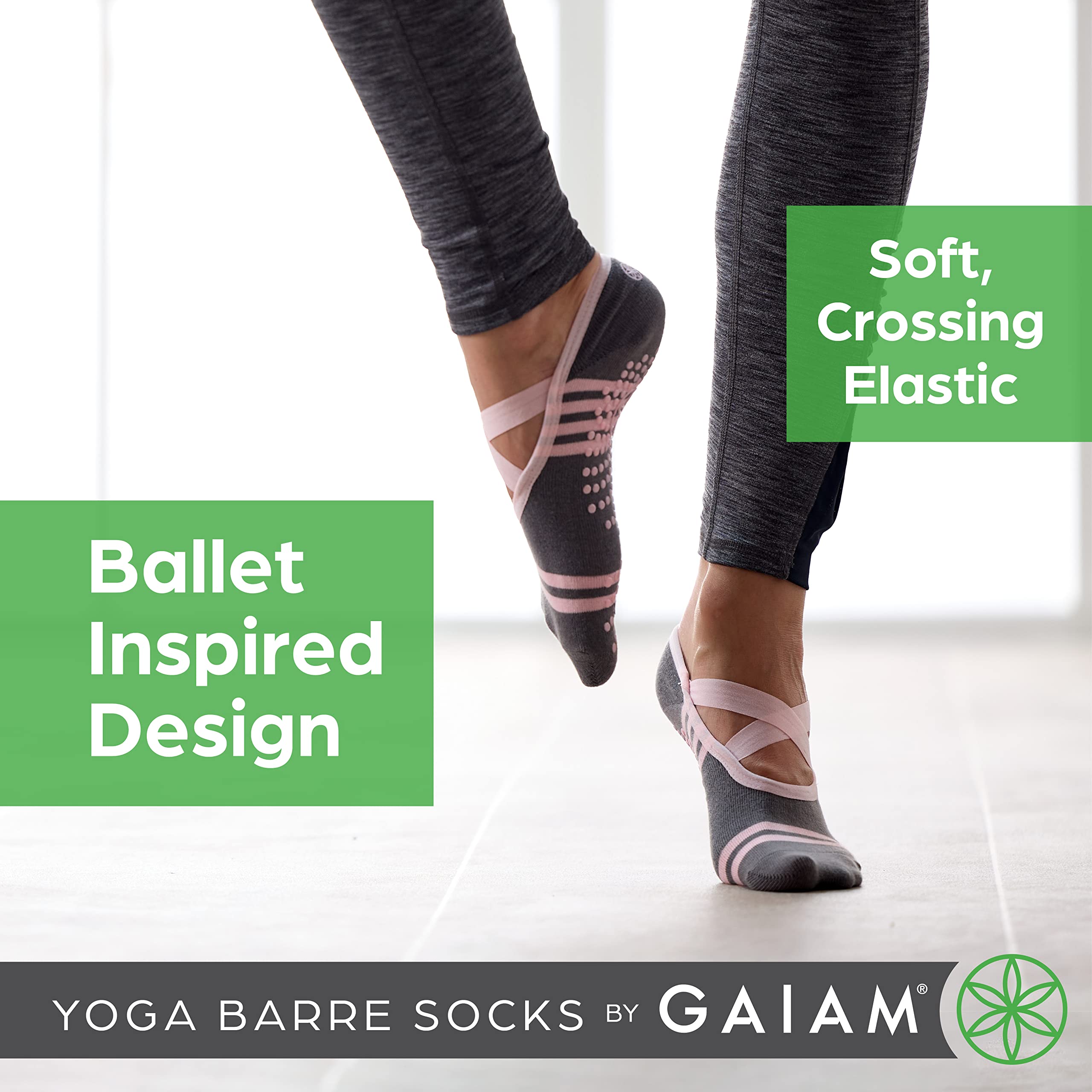 Gaiam womens Gaiam Yoga Barre Socks Folkstone 2pk, Folkstone (2-pack), 1 US