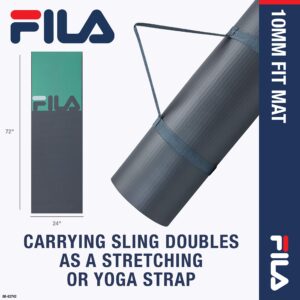 FILA Accessories Exercise Mat - Thick Yoga Mat for Fitness & Floor Gym Workouts | Includes Carrier Strap, 72" L x 24" W x 10mm, Spring Green (Classic)