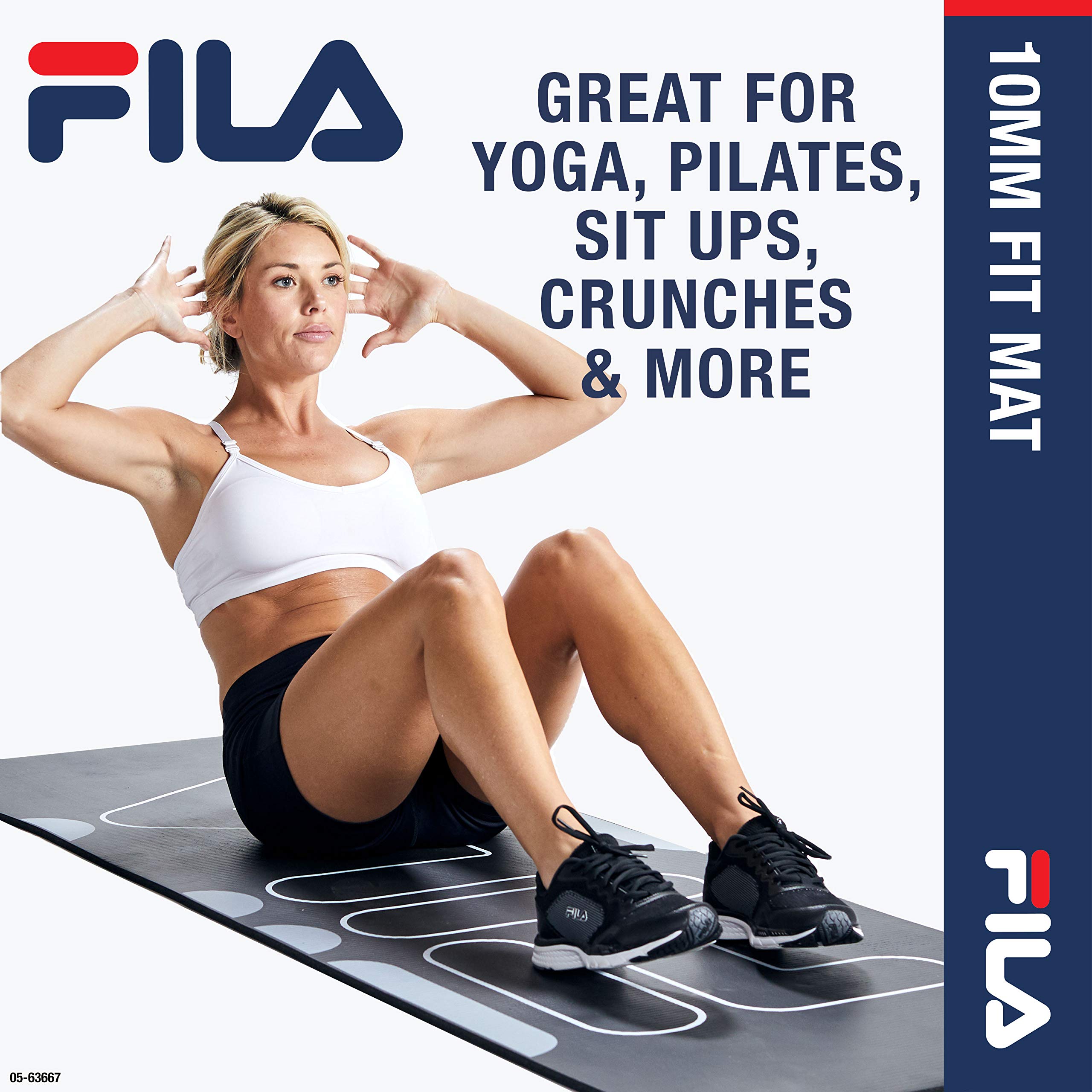 FILA Accessories Exercise Mat - Thick Yoga Mat for Fitness & Floor Gym Workouts | Includes Carrier Strap, 72" L x 24" W x 10mm, Spring Green (Classic)