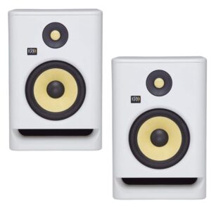 krk rp5 rokit 5 g4 professional bi-amp 5" powered studio monitors, white noise - pair