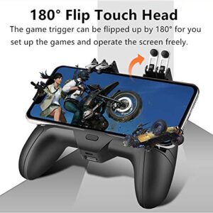 Mobile Game Controller[The Latest Version] 4 Trigger with 4000mAh Power Bank Cooling Fan for PUBG/Call of Duty/Fotnite [6 Finger Operation] L1R1 L2R2 Gamepad Trigger for 4.7-6.5" iOS Android Phone