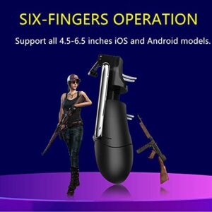 Mobile Game Controller[The Latest Version] 4 Trigger with 4000mAh Power Bank Cooling Fan for PUBG/Call of Duty/Fotnite [6 Finger Operation] L1R1 L2R2 Gamepad Trigger for 4.7-6.5" iOS Android Phone