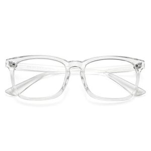 coasion clear glasses for women men square frame fake non-prescription eyeglasses (transparent)