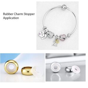 Adabele 4pcs Real 925 Sterling Silver Hypoallergenic Rubber Charm Holder Spacer Bead Stopper Compatible with Pandora All Other Charm Bracelet Necklace EC27-A3