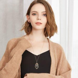 Gexo 3PCS Long Pendant Necklaces for Women Disk Circle Pendant Triple Stack Pendant Necklace Tassel Sweater Necklace Statement Necklace Set