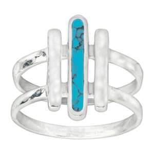 silpada 'strait to it' compressed turquoise three-bar ring in sterling silver, size 9, size 9