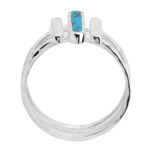 Silpada 'Strait To It' Compressed Turquoise Three-Bar Ring in Sterling Silver, Size 9, Size 9