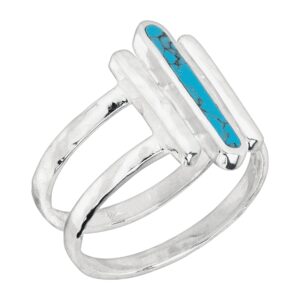 Silpada 'Strait To It' Compressed Turquoise Three-Bar Ring in Sterling Silver, Size 9, Size 9