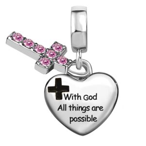 JMQJewelry 2024 Religious Cross Praying Hands Purple Pink God Family Grandma Birthday Birthstone October Christmas New Years Compatible with Pandora Charms Bracelets