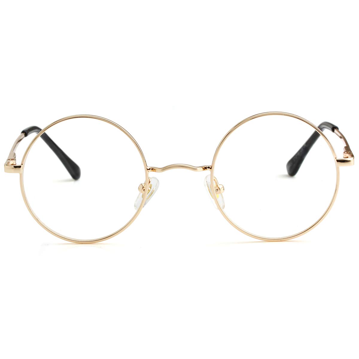 Kursan Small Round Clear Lens Glasses Non Prescription Circle Metal Frame Eyewear (Gold)