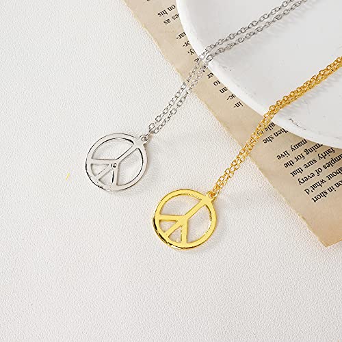 Peace Sign Necklace Earrings Set for Women Hippie Costume Accessories 70s Outfits for Women Hippie Jewelry for 60s 70s Party Favors Decorations