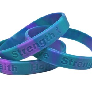 25 Suicide Teal and Purple Silicone Awareness Bracelets - Medical Grade Silicone - Latex and Toxin Free (25 Bracelets)