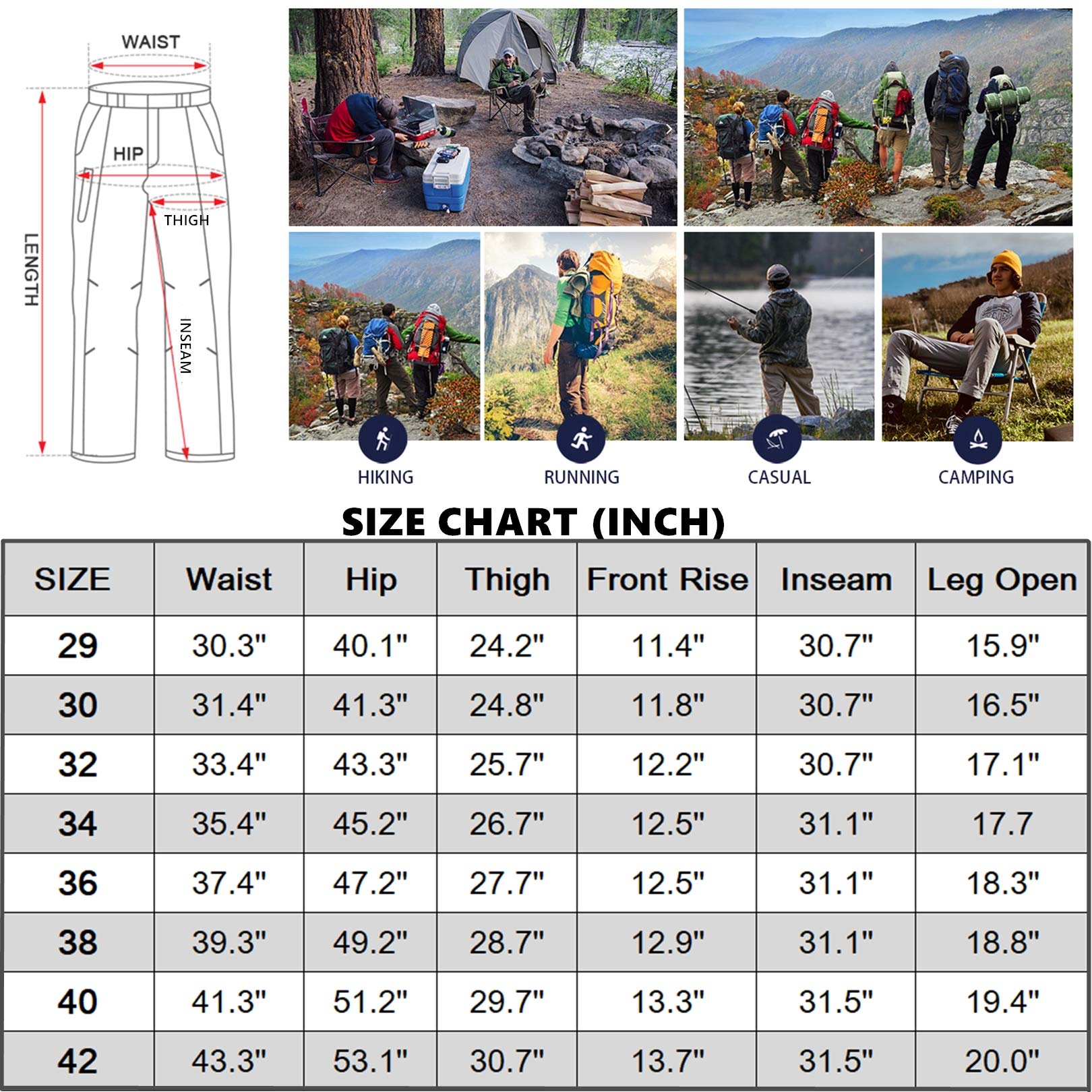 Hiking Pants for Men Convertible Zip Off Boy Scout Quick Dry Lightweight Cargo Travel Safari Pants (6088 Grey 32)