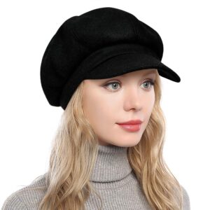 panpacsight women's newsboy hats fall wool cabbie beret tweed girls paperboy cap