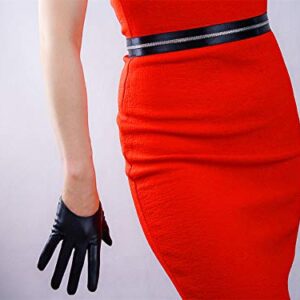 DooWay Black Short Leather Gloves Touchscreen 5" Half Palm Women Fashion Cool Punk Rocker Dance Driving Costume Gloves