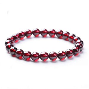 genuine natural red garnet gemstone crystal clear round beads women men bracelet 7-10mm aaaa (10)