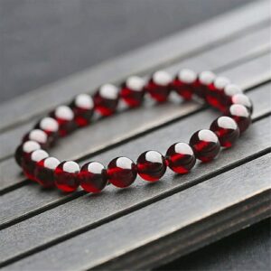 Genuine Natural Red Garnet Gemstone Crystal Clear Round Beads Women Men Bracelet 7-10mm AAAA (10)