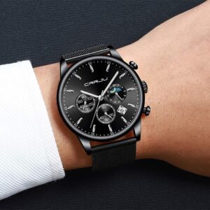 CRRJU Men Watch,Men Luxury Waterproof Unique Designed Watches 3-Sub Dial Date Mens Mesh Band Stopwatches