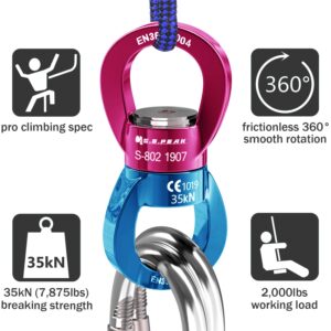 PROND Swing Swivel 35kN Safest Rotational Device, Swing Spinner, Carabiner Swivel, Climbing Rope Swivels for Children’s Web Tree Swing Setting, Aerial Dance, Hanging Hammock (Blue Red)