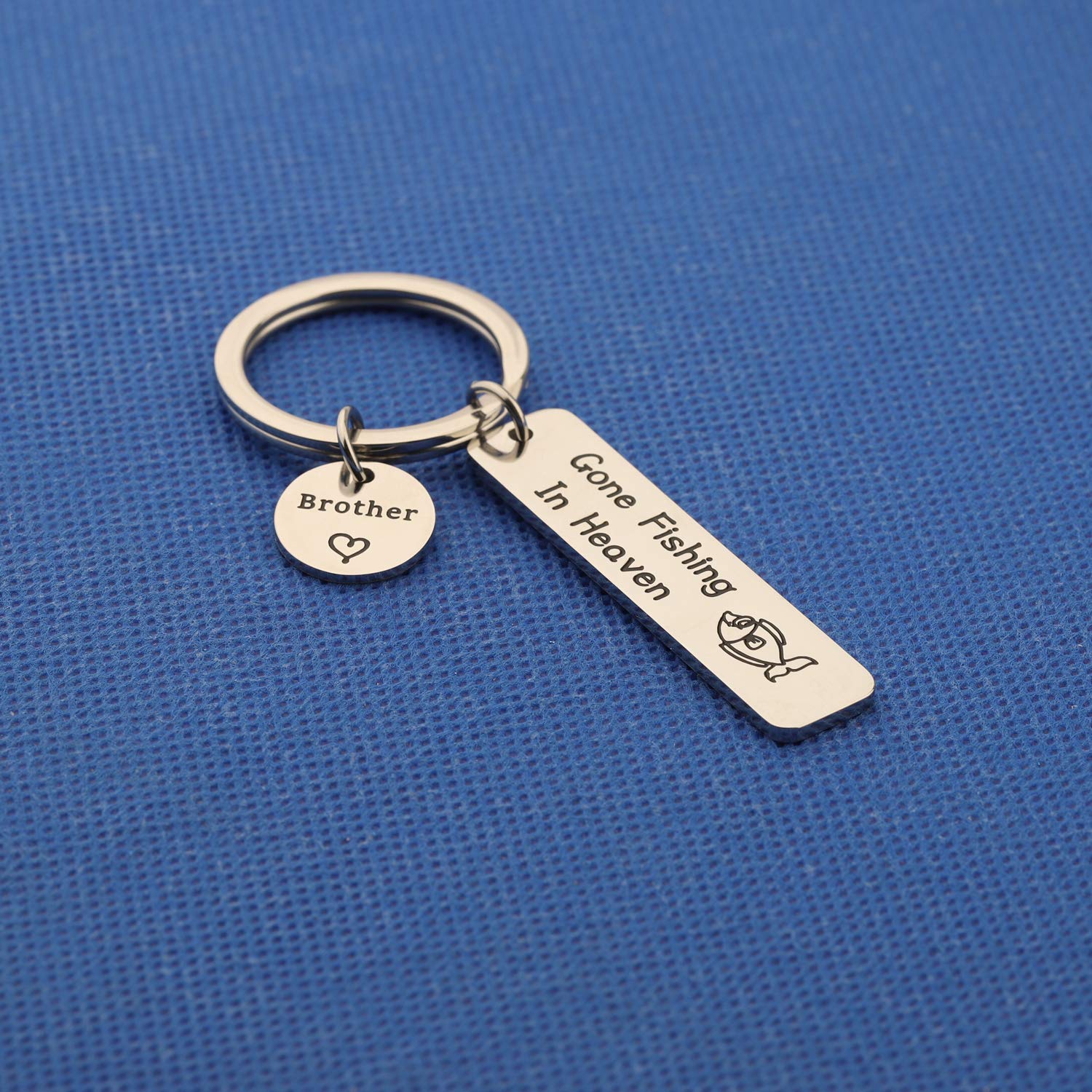 AKTAP Memorial Keychain In Memory Of Dad Gone Fishing In Heaven Sympathy Gift For Loss of Loved One