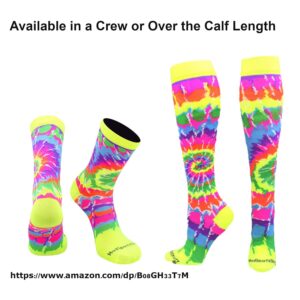 MadSportsStuff Crazy Tie Dye Socks Over the Calf (Groovy Neon, Small)