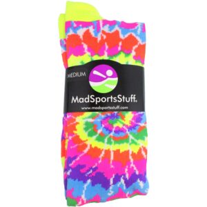 MadSportsStuff Crazy Tie Dye Socks Over the Calf (Groovy Neon, Small)