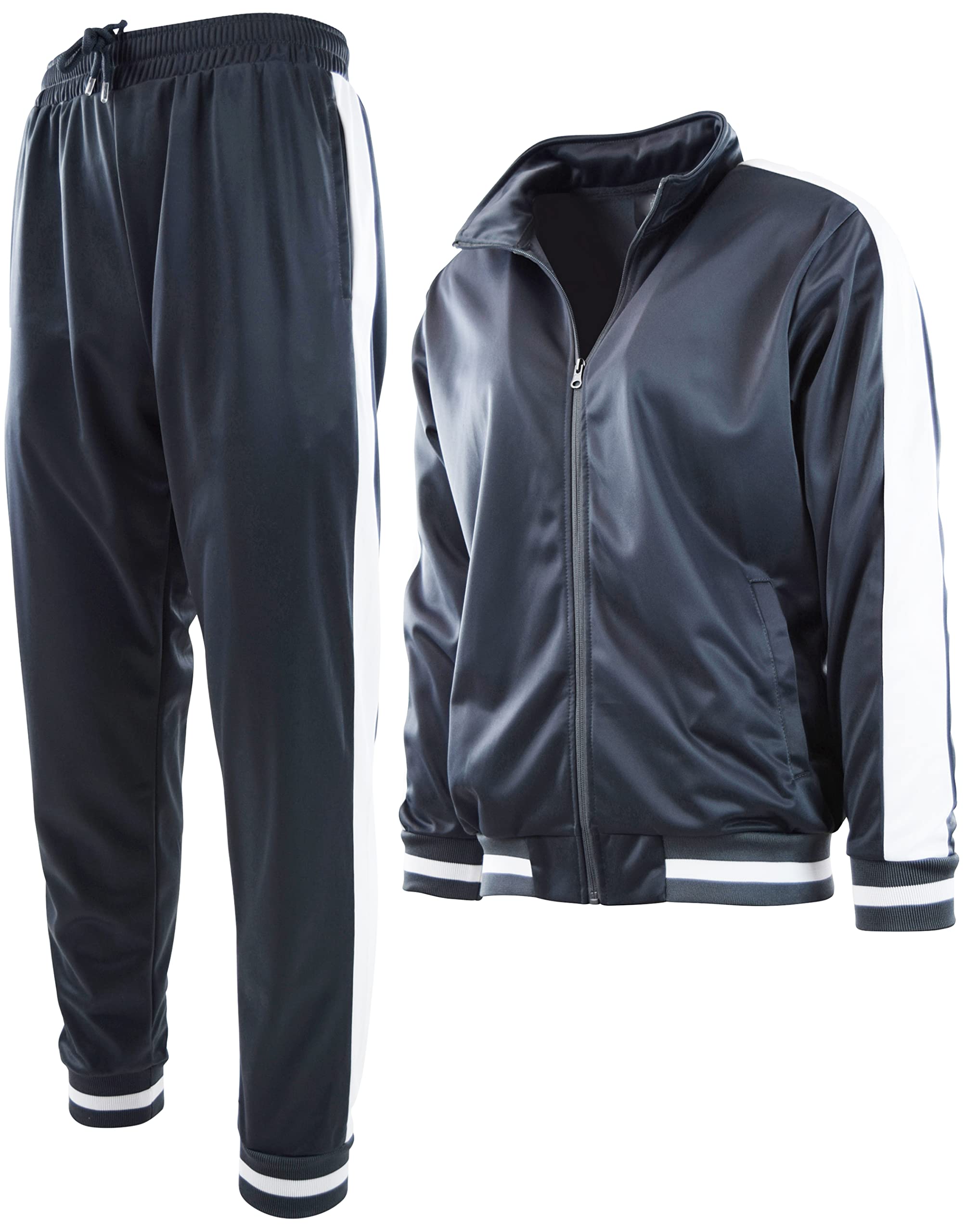 ChoiceApparel Mens Athletic 2 Piece Tracksuit Set (XL, 877-Charcoal)