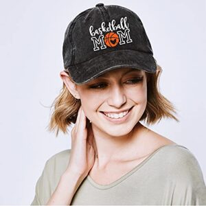 Waldeal Basketball Mom Dad Hat for Women, Adjustable Washed Embroidered Baseball Cap for Mama