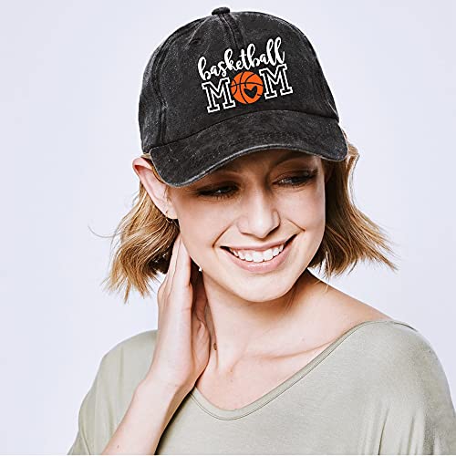 Waldeal Basketball Mom Dad Hat for Women, Adjustable Washed Embroidered Baseball Cap for Mama