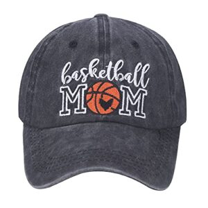 Waldeal Basketball Mom Dad Hat for Women, Adjustable Washed Embroidered Baseball Cap for Mama