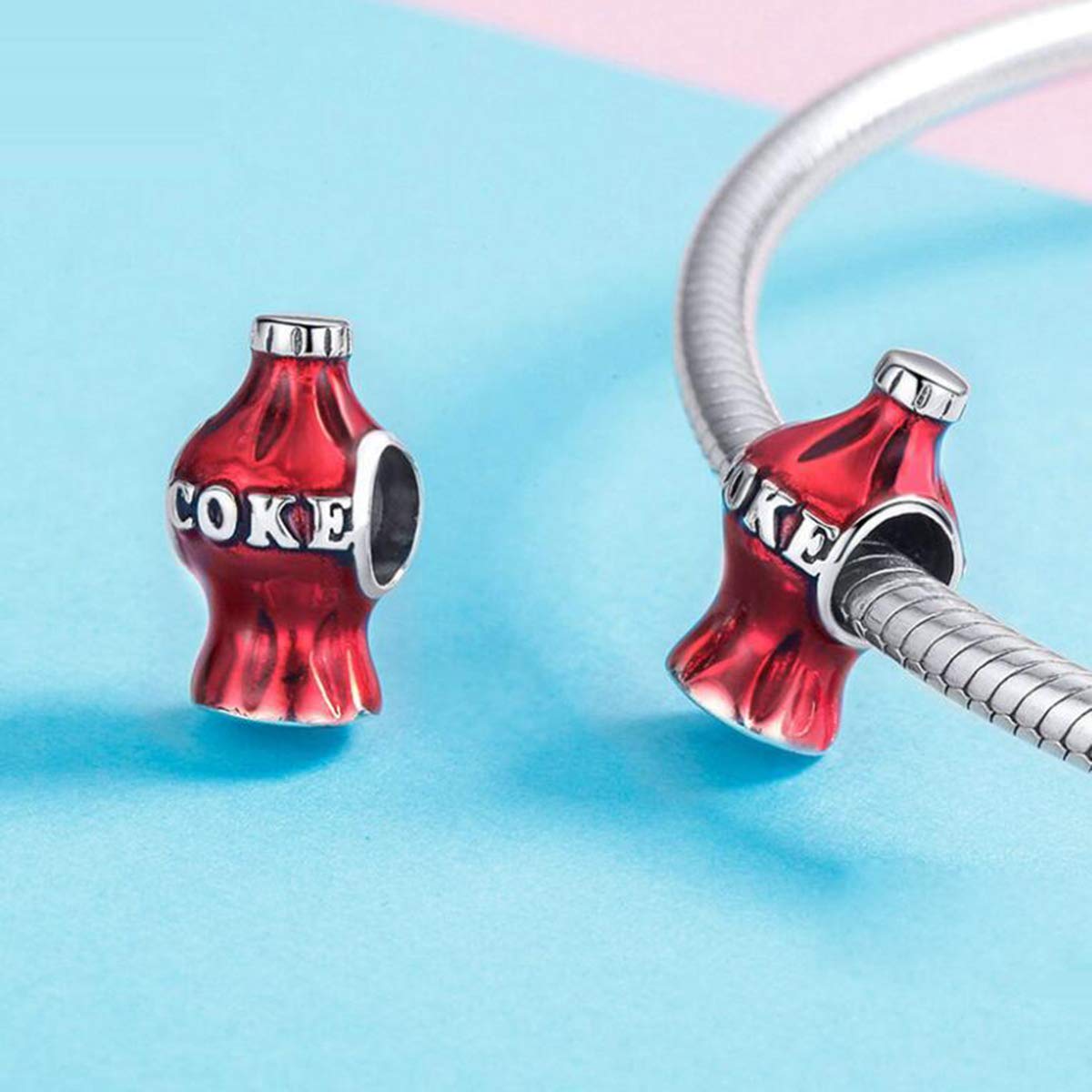 Original Authentic 925 Sterling Silver Charms Red Wine Glass Cup Dangle Letter Bead for Pandora Bracelet Charms (Coke Cup Charms)