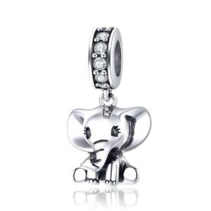 Eternalll Lovely Dog Charms and Lucky Cats Charms S925 Sterling Silver Bead Animal Pet Charm Murano Glass Beads Fit Pandora Bracelet Charms Bead (Elephant Charm)