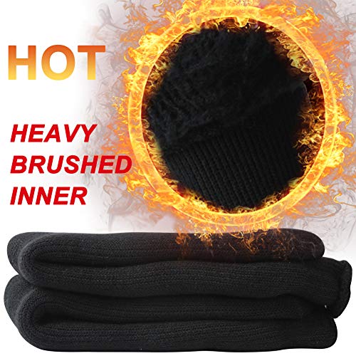 Winter Warm Thermal Socks Women, Three street Heavy Thermal Thick Heat Trapping Insulated Boot Comfortable Warm Outdoor Clothes Socks for Skiing Extreme Cold Weather Socks Valentines Gift 1 Pair Black