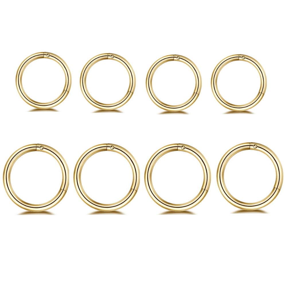 NewZenro 8Pcs Surgical Stainless Steel Sleeper Cartilage Daith Tiny Small Huggie Hoop Earrings Septum Hinged Clicker Nose Ring for Women Men Helix Tragus Piercings Jewelry 8mm 10mm Set Gold 18g