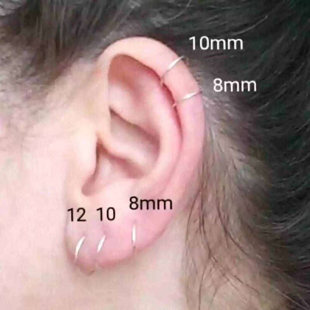 NewZenro 8Pcs Surgical Stainless Steel Sleeper Cartilage Daith Tiny Small Huggie Hoop Earrings Septum Hinged Clicker Nose Ring for Women Men Helix Tragus Piercings Jewelry 8mm 10mm Set Gold 18g