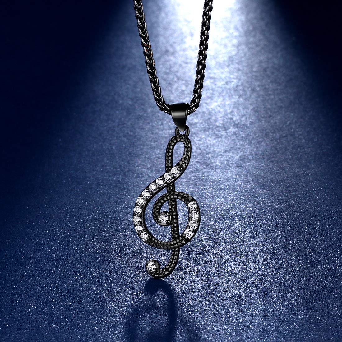 beautlace Women's Musical Note Necklace Black Gun Plated Treble Clef Music Note Jewelry Gifts for Music Lover KP0018K