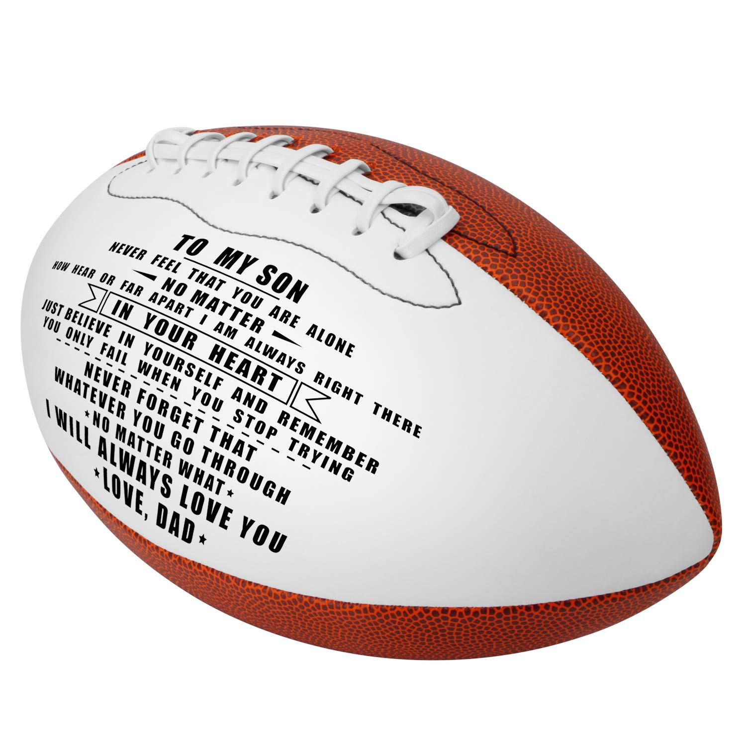 KWOOD Custom Personalized Football，Engraved Leather Indoor/Outdoor Football with Pump & Carrying Bag,Best Gift for Son Anniversary Birthday Graduation from Dad