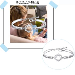 FEELMEM Adoption Jewelry Adoption Symbol Heart Triangle Charm Bracelet DNA Doesn't Make You Family Love Does Adoption Jewelry Gift for Stepmom Foster Mom (silver)