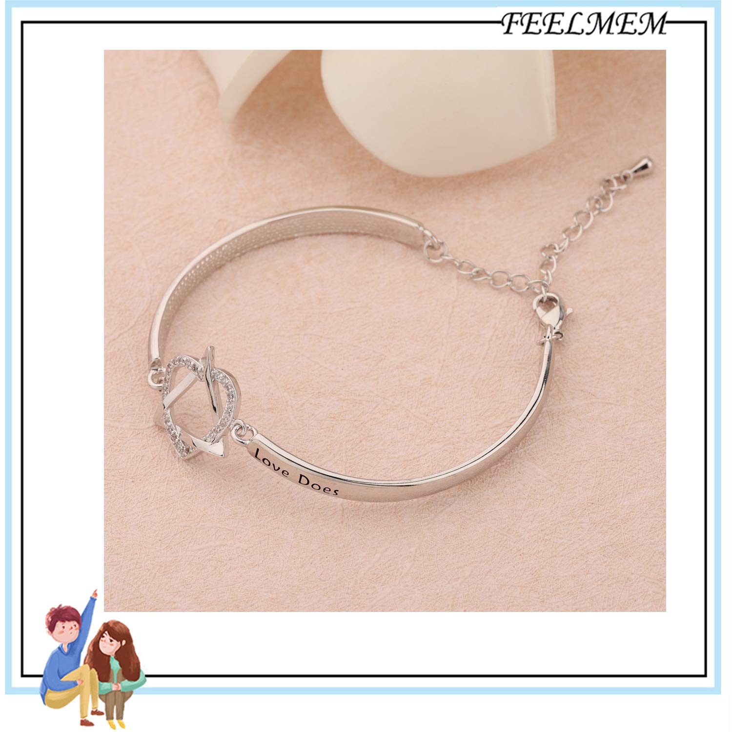 FEELMEM Adoption Jewelry Adoption Symbol Heart Triangle Charm Bracelet DNA Doesn't Make You Family Love Does Adoption Jewelry Gift for Stepmom Foster Mom (silver)