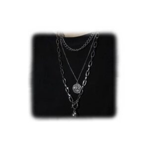 yertter dainty emo necklace layering chain choker necklace boho jewelry set layered silver coin pendant statement chunky chain necklace valentine's day giftfor women man