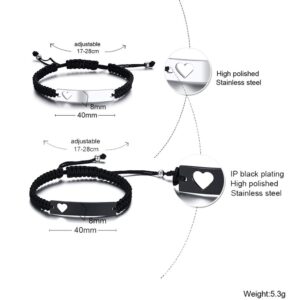 XUANPAI Couples Bracelets for Him and Her,Personalized Stainless Steel Curb Chain Bracelets,Custom Matching Bracelets for Couples Birthday Valentine's Day Christmas Gift for Women Men (Style21)