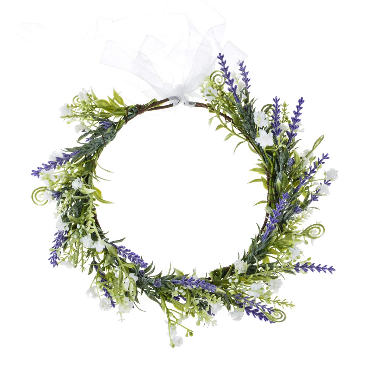 DDazzling Green Leaf Floral Crown Eucalyptus Flower Women Girls Headband Flower Headpiece Bridal Halo Photo Prop (Green Purple Lavender)