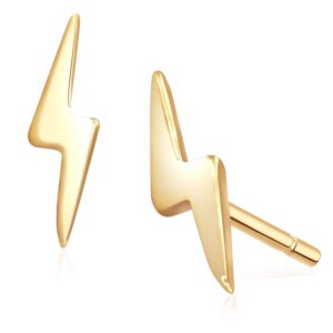 18k gold vermeil tiny gold lightning bolt stud earrings