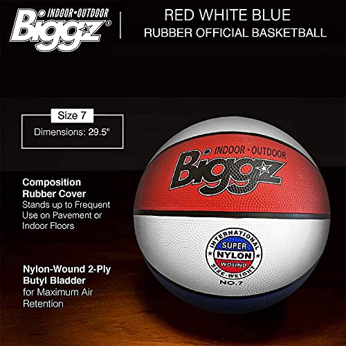 Biggz (Pack of 12 Official Size 7 Premium Rubber Basketballs - Red/White/Blue Bulk Wholesale