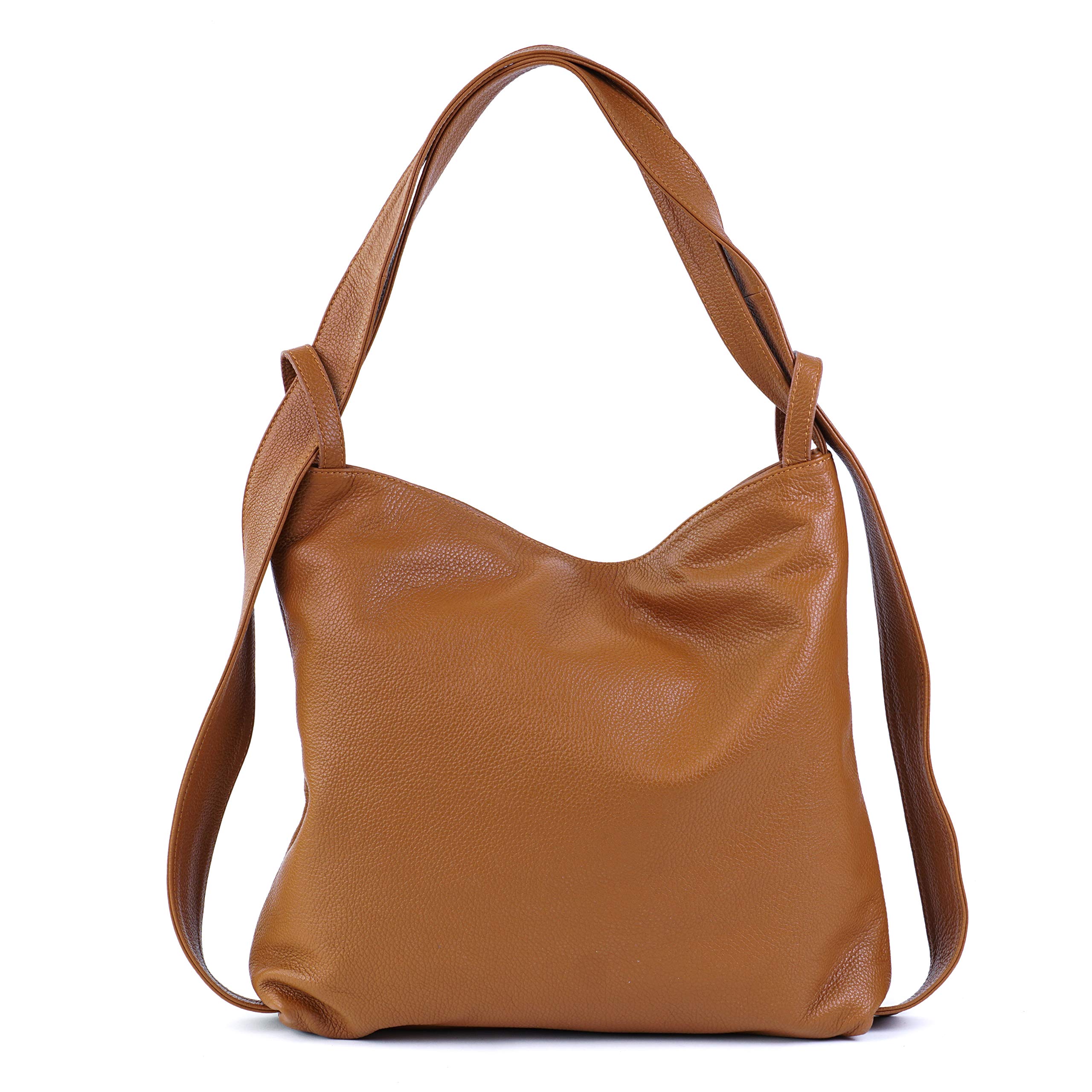 TimeStoryBag Women Leather Backpack/Purse- Handmade Convertible Hobo Shoulder Bag from Genuine Leather Cognac